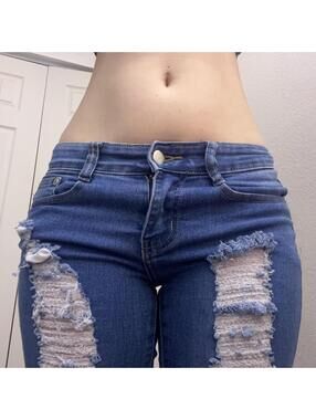 mid rise distressed jeans